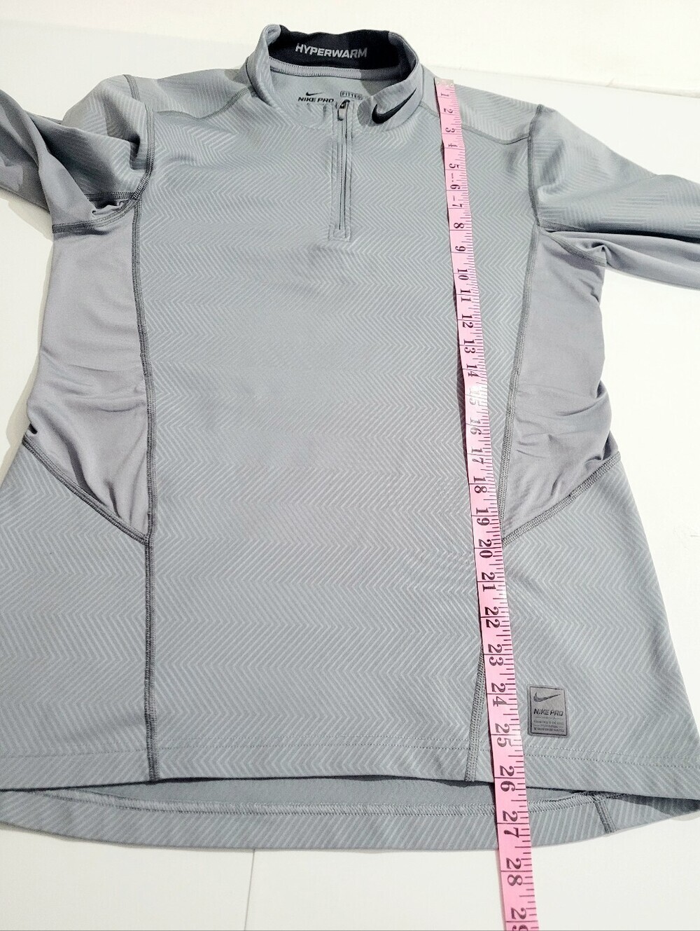 Nike Pro Hyperwarm Dri-FIT 1/4 Zip Gray Pullover Thumb Holes Women's Med Fitted - Picture 12 of 14